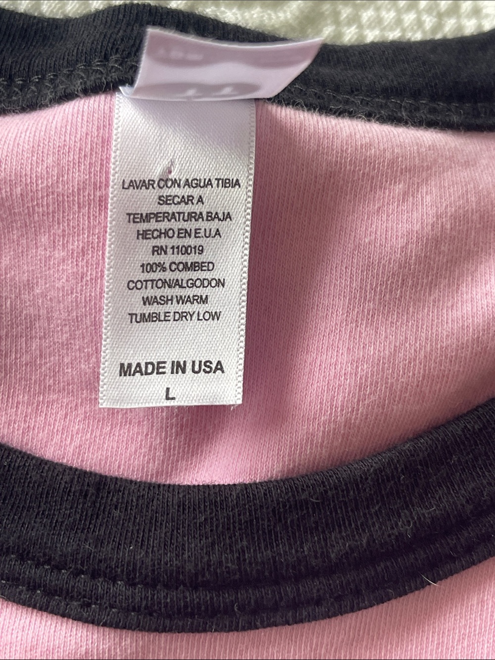 Pink Rhinestone Logo Ringer Tee for Kids - Picture 6 of 6